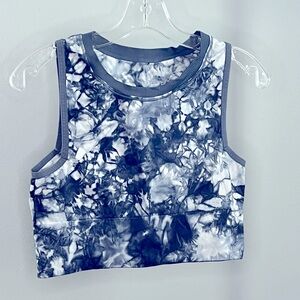 Blue and White Tie Dye Crop Top